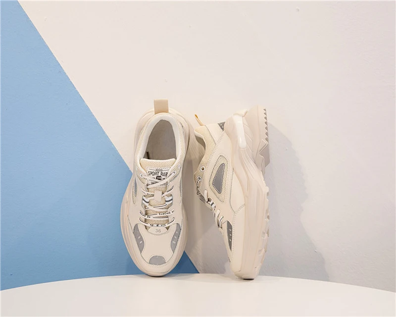 Jookrrix/Белая обувь; женские кроссовки на платформе; zapatos de mujer; коллекция года; сезон весна; натуральная кожа; chaussures femme; Женская обувь в стиле пэчворк