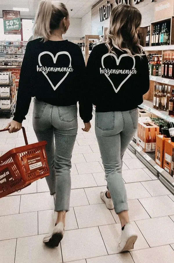 Black-white txt Heigensmensch толстовки женские толстовки Модные Wanderlust джемпер наряды лучший друг милый пуловер унисекс Верхняя одежда Топ свитшоты - Цвет: Black-white txt