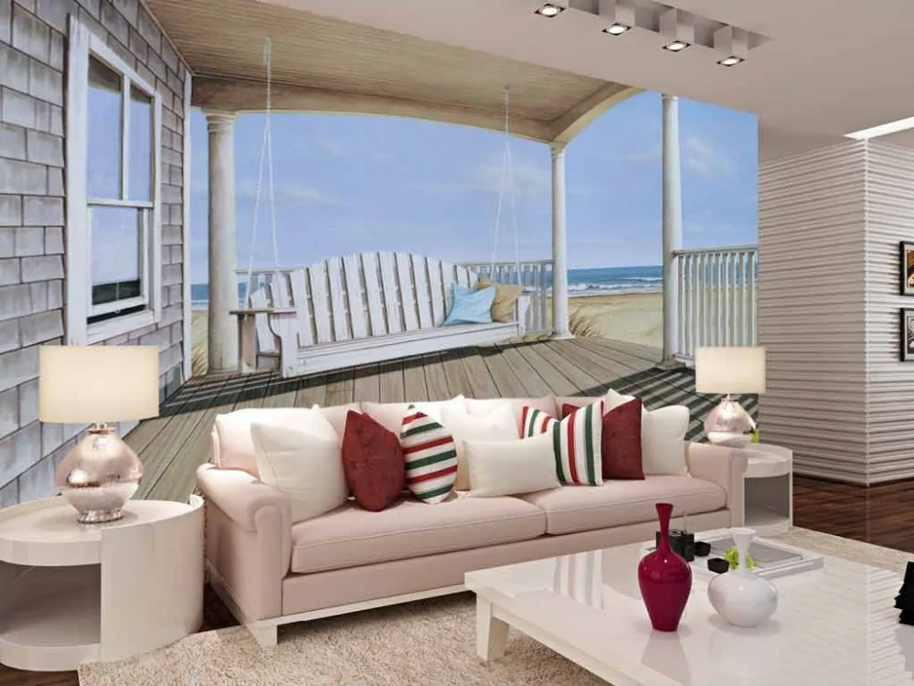 Waterproof Self-adhesive Wallpaper Backdrop Wall Sticker Mural Living Room Decal Balcony View | Дом и сад