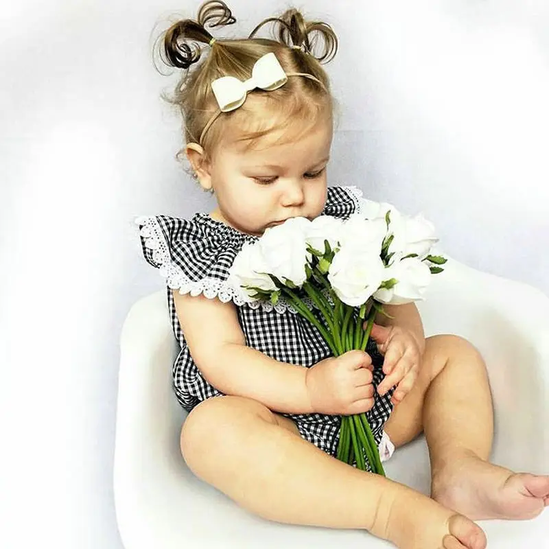 2019 Hot Newborn Kids Baby Girl Infant Casual Ruffle Plaid Romper Jumpsuit Lace Clothes Outfit Wear | Мать и ребенок