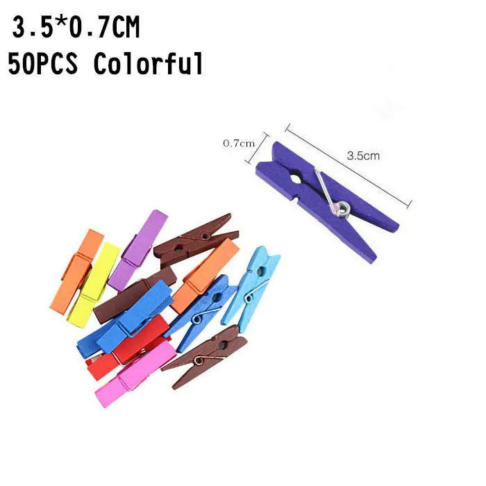 Colored 3.5x0.7cm 50 шт. цветные деревянные Мини-зажимы DIY вечерние украшения для дома ремесло искусство клип милые маленькие зажимы для заметок Бумага Закладка фото зажимы - Цвет: Colored 3.5x0.7cm