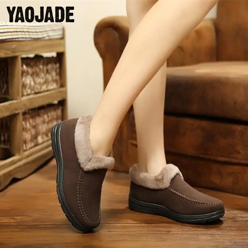 2017 Winter Warm Plush Size35-42 Women Shoes Snow Boots Fur Inside Antiskid Bottom Keep Mother Casual | Обувь