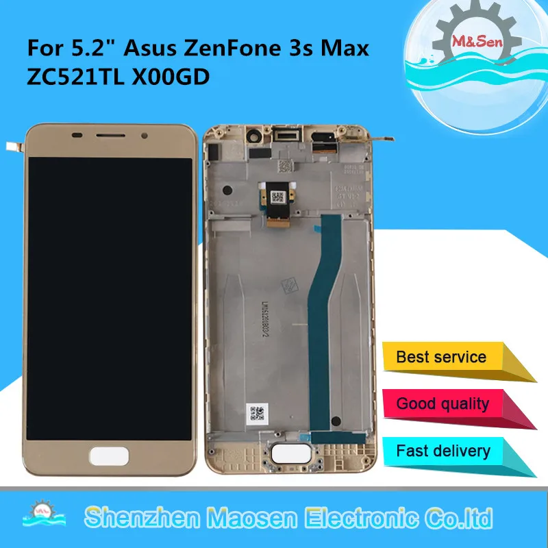 M& Sen для 5," asus Zenfone 3S Max ZC521TL X00GD ЖК-дисплей с рамкой+ сенсорный дигитайзер для asus Peg asus ZC521TL дисплей