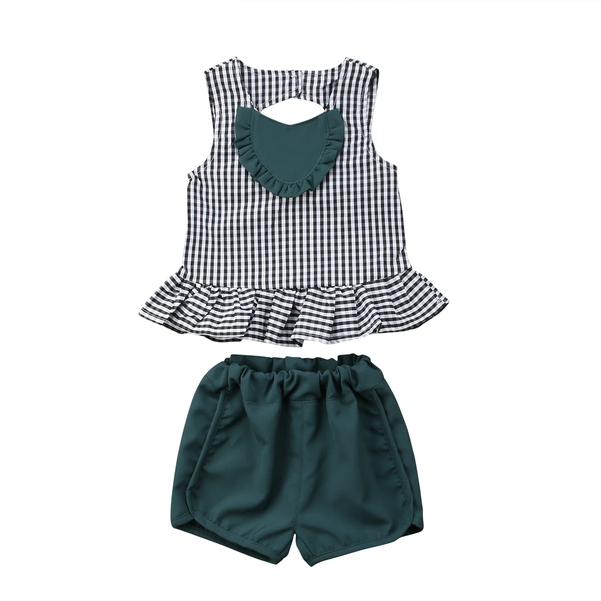 2PCS Toddler Baby Girls Plaid hollow out Tutu Shirt Tops+Shorts Pants Outfits Clothes Set | Детская одежда и обувь