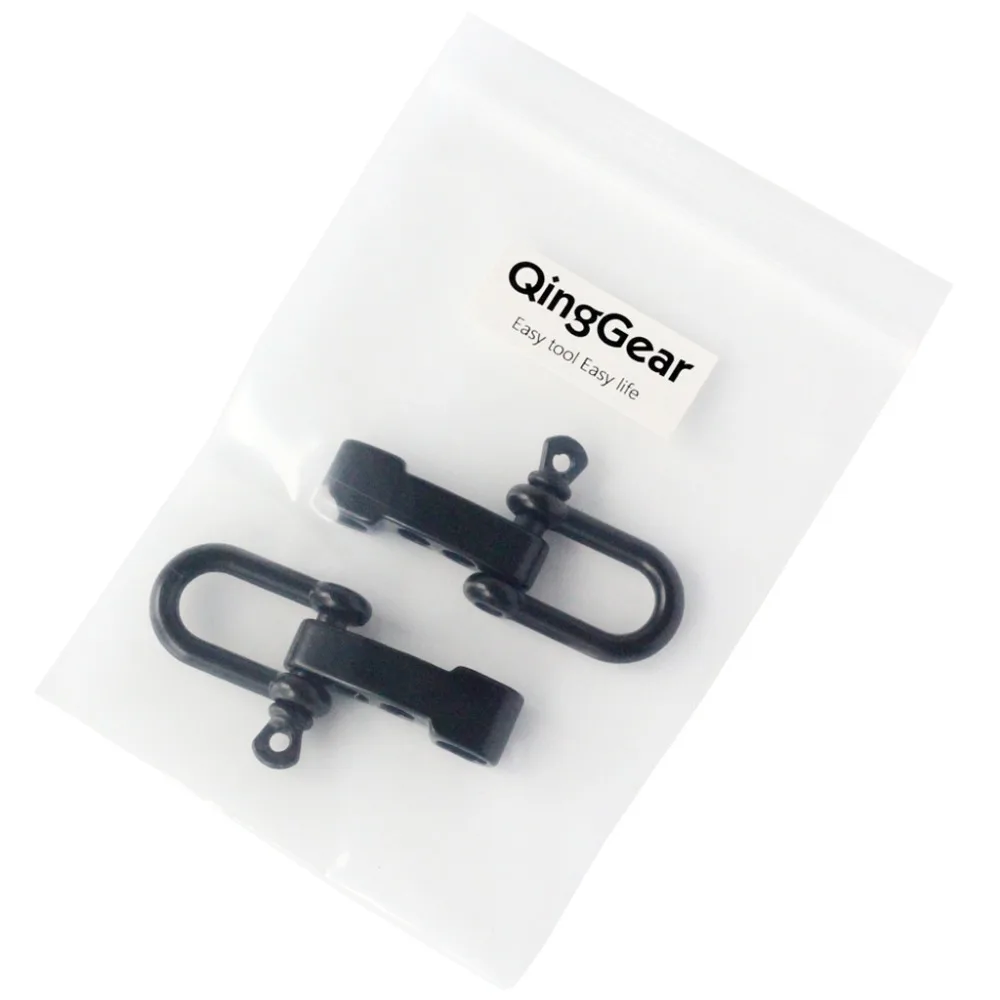 QingGear упаковка из 12 регулируемые скобы пряжки черный u-образный с 4 отверстиями для уличный Паракорд Веревка DIY выживания браслеты