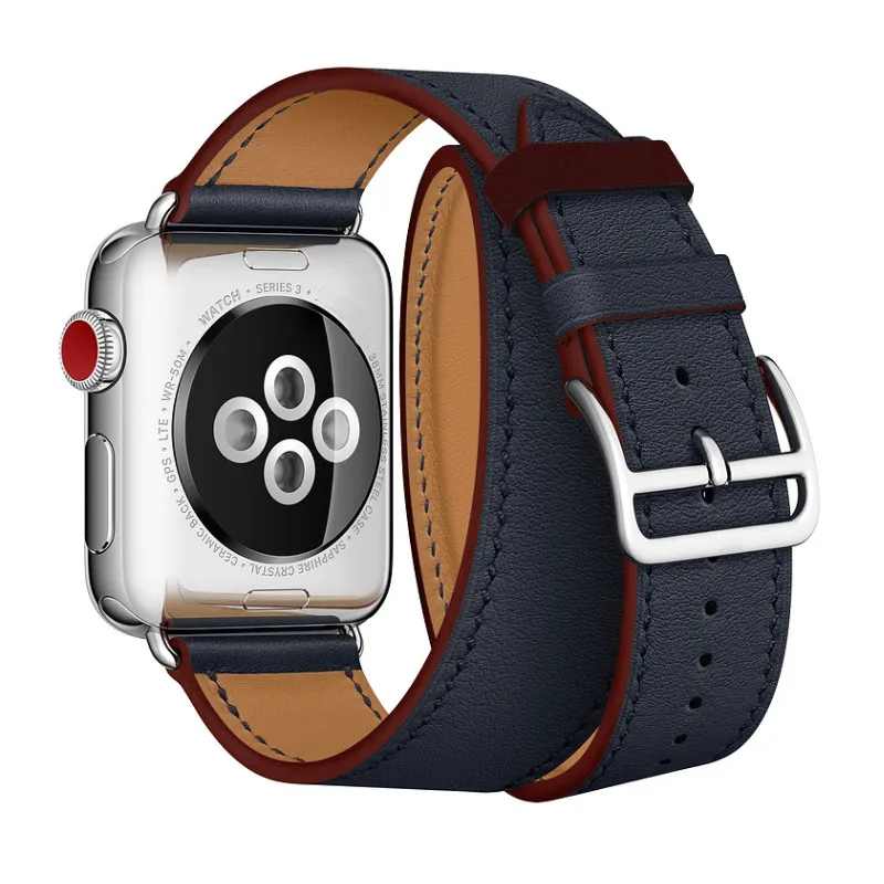 Ремешок для наручных часов Apple Watch Series 4 40/44 мм Натуральная кожа двойные Тур