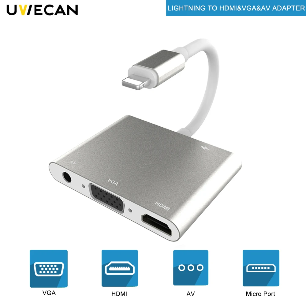 Для Lightning HDMI VGA AV Vidio аудио зарядный адаптер с линией и av кабелем для iPhone X 8 8P 7 7P 6S