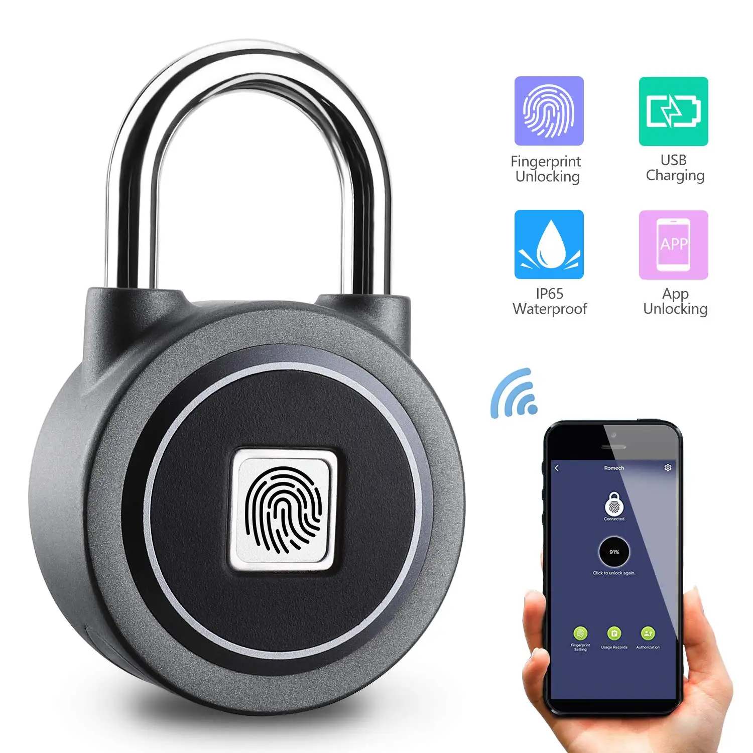 Водонепроницаемый БЕСКЛЮЧЕВОЙ портативный Bluetooth умный замок висячий замок отпечатков пальцев Противоугонный iOS Android приложение управление дверным шкафом мини-замок