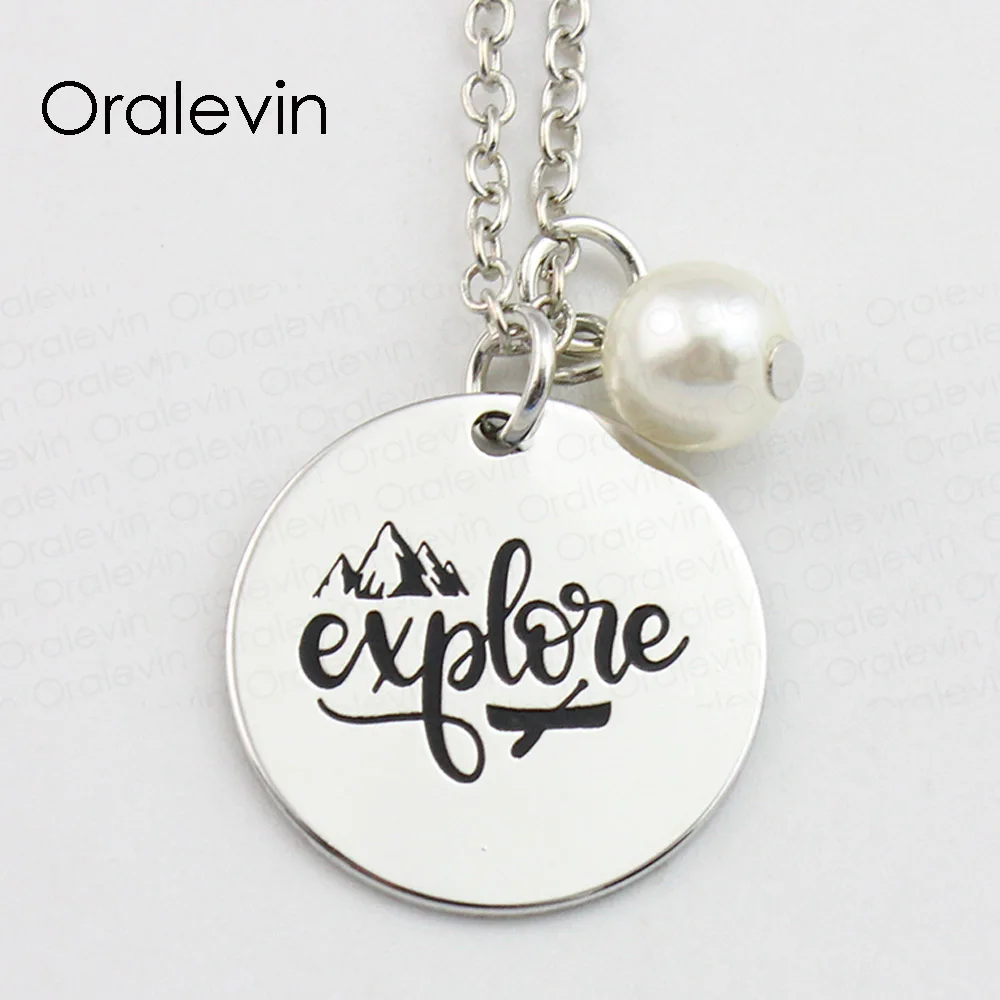 

Модные исследовать вдохновляющие ручной штамп выгравированы аксессуары пользовательские прелести кулон Цепочки и ожерелья подарок ювели...