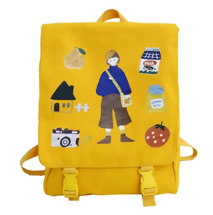 Женский холщовый школьный рюкзак для подростков Mochilas Bookbag модный школьный рюкзак для девочек черная школьная сумка - Цвет: yellow BaiYue9315