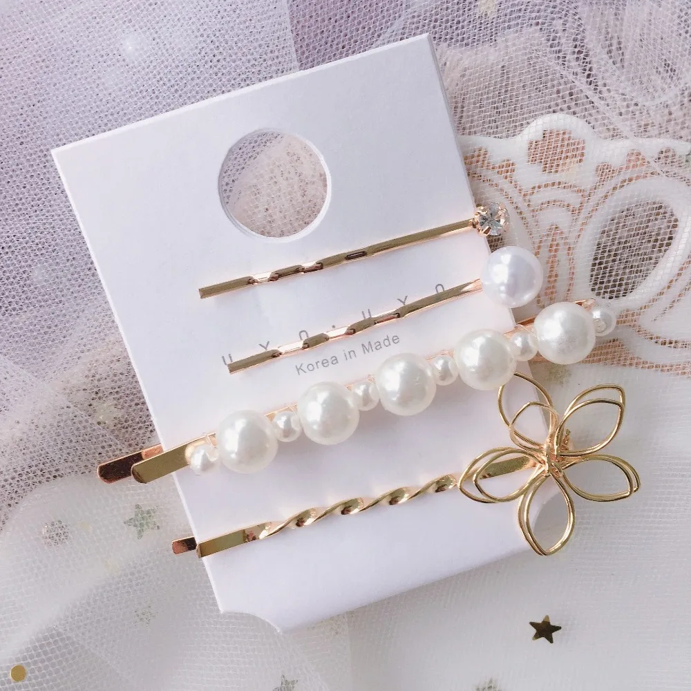 Женские заколки в корейском стиле для волос девушек из сплава, с цветами веточек, с креплением на боковой зажим, аксессуары для волос - новинка 2019 года, 2 шт. в паре.