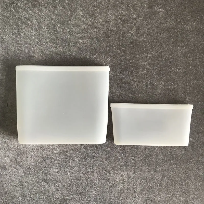 2pcs-White-bag Многоразовый силикон сумка для хранения продуктов питания контейнеры набор свежих мешков Ziplock морозильная камера уплотнения обертки упаковка для фруктов кухонный Органайзер - Цвет: 2pcs-White-bag