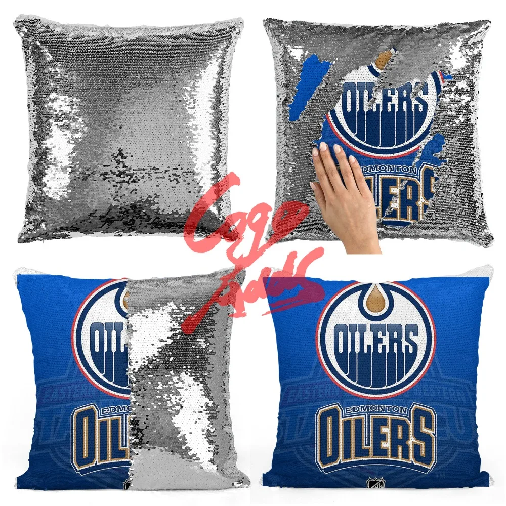 Edmonton Oilers дешевые бросок Декоративные Чехлы для подушек наволочки 40*40 блесток Волшебная подушка
