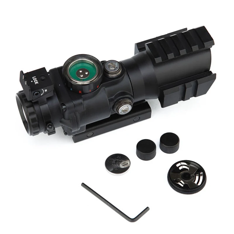 

Hunting Riflescope 4x32 ACOG Reflex Tactical Red Green Blue Illuminated Optics Sight Scope With 20mm Dovetail Triple-Rail