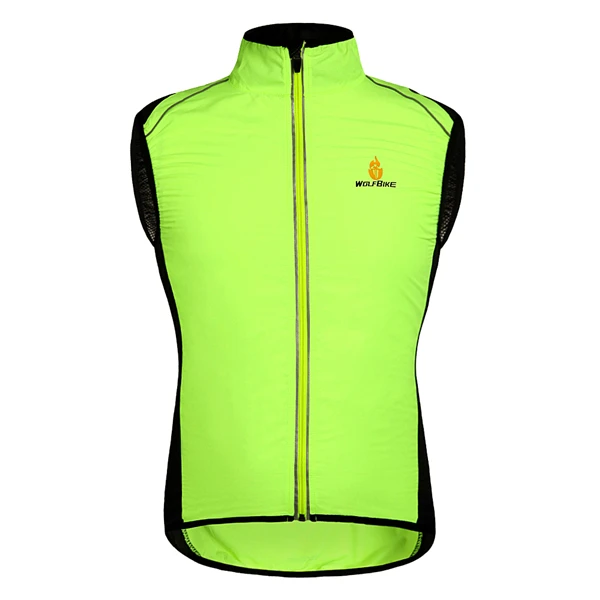 Green Vest Светоотражающие дышащие куртки для езды на велосипеде для мужчин и женщин, водонепроницаемая одежда для езды на велосипеде, кофты с длинным рукавом, жилет без рукавов, Windco - Цвет: Green Vest