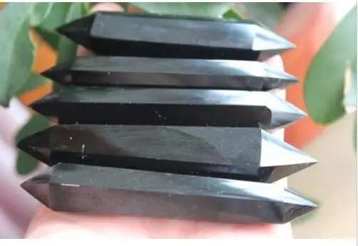 

5pcs pretty natural obsidian quartz crystal healing wand point