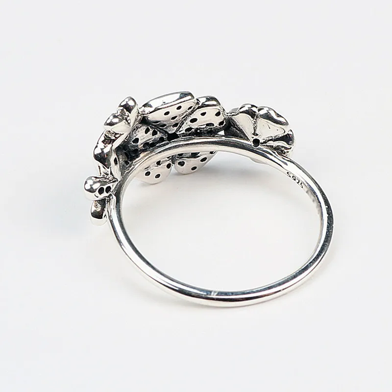 CC S925 Серебряные кольца для женщин Вишневый цвет маленькая Маргаритка дамы Bijoux