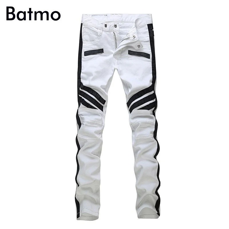 Batmo 2018 new arrival high quality street casual jeans men men's denim skinny pants fashion white | Мужская одежда