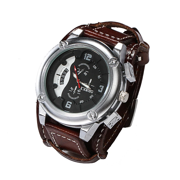 CCQ Взрыв подлинной кожаный ремень часы досуга сплава смотреть глубиной