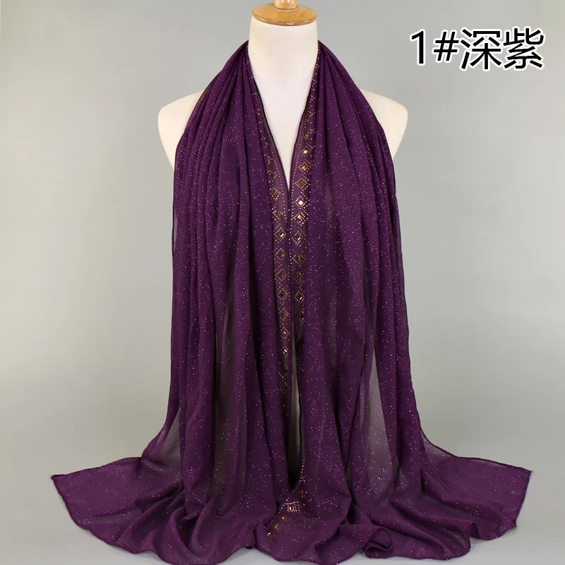 10 шт./лот новый модный длинный шарф хиджаб с блестящими кристаллами в горошек|shawl