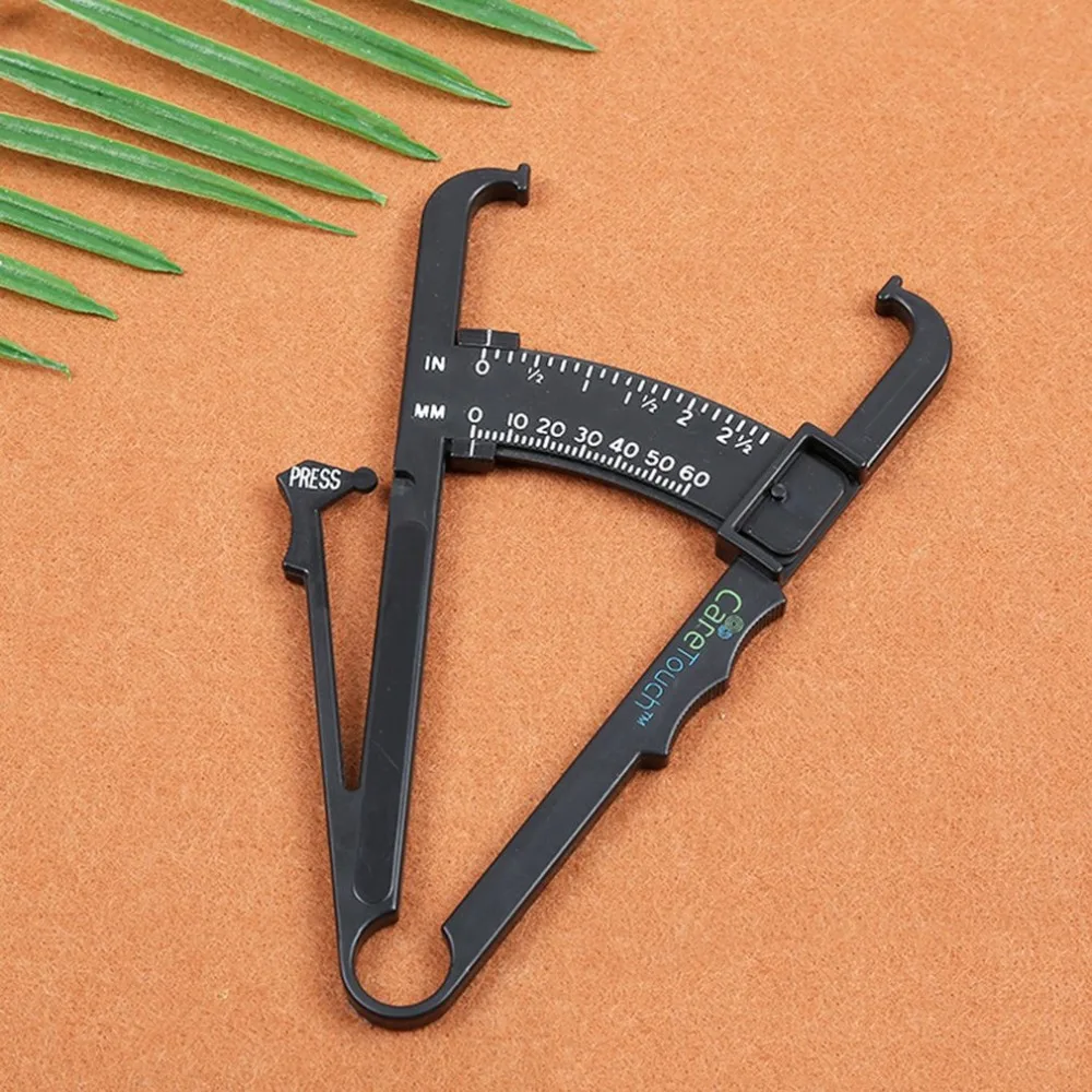 

Body Fat Caliper Mass Measuring Body Skinfold Measurement Health Care Tools Tape Tester Fitness Weight Loss Round Black