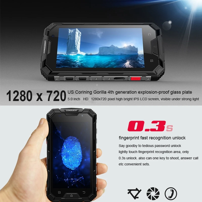 Водонепроницаемый смартфон Conquest S8 экран 5 дюймов Android 7 0 Восьмиядерный процессор