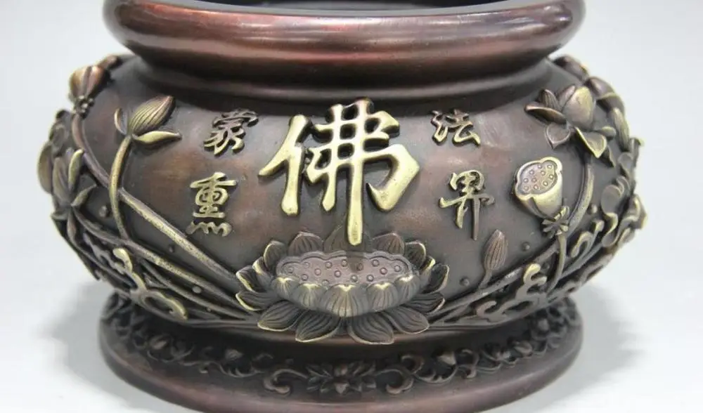 6 Китайский буддистский храм красный бронзовый медный цветок лотоса Курильница |