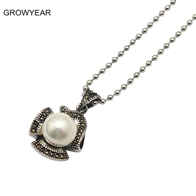 Женское винтажное ожерелье из нержавеющей стали с жемчугом подвеской в виде 3