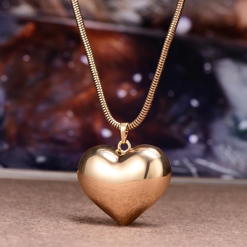 Classic Big Heart Pendant Necklaces Cute Glossy Long Necklace Jewelry For Women Fashion Birthday Party Gifts Drop shipping | Украшения и