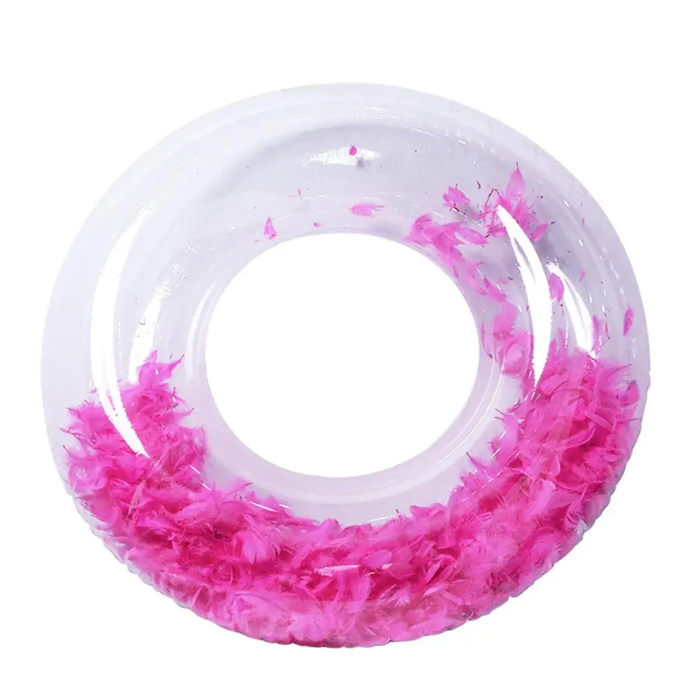 

Inflatable Feather Round Shape Swimming Ring For Adult Children Transparent Swimming Party Water Beach Toy