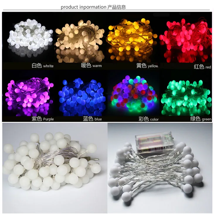 

220V New year Christmas Light 10M 100LED Milky Ball LED String Light Indoor & Outdoor Garden,Party,Wedding Holiday Light