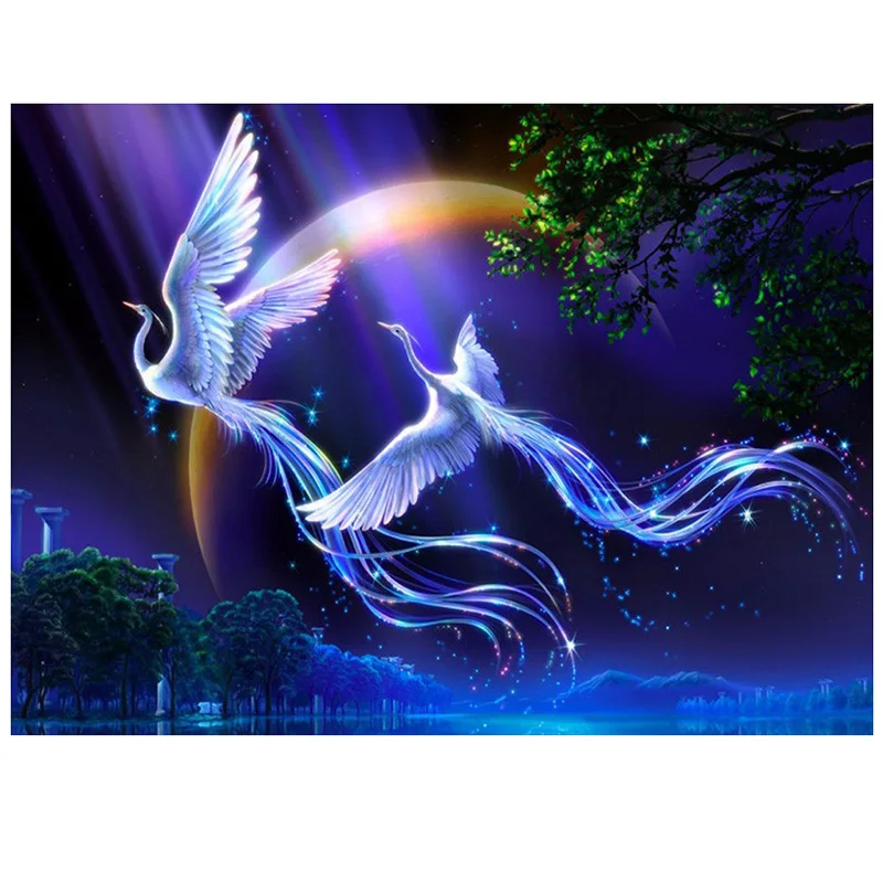 5D DIY Алмазная картина животное феникс птица и крест стежка кристалл круглые
