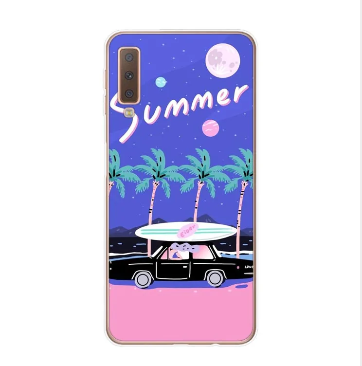 Летний Пляжный чехол Hawaii Aloha Sea Ocean для Samsung Galaxy A7 2018 A750 A10 A30 A50 2019 A6 A8 Plus прозрачный
