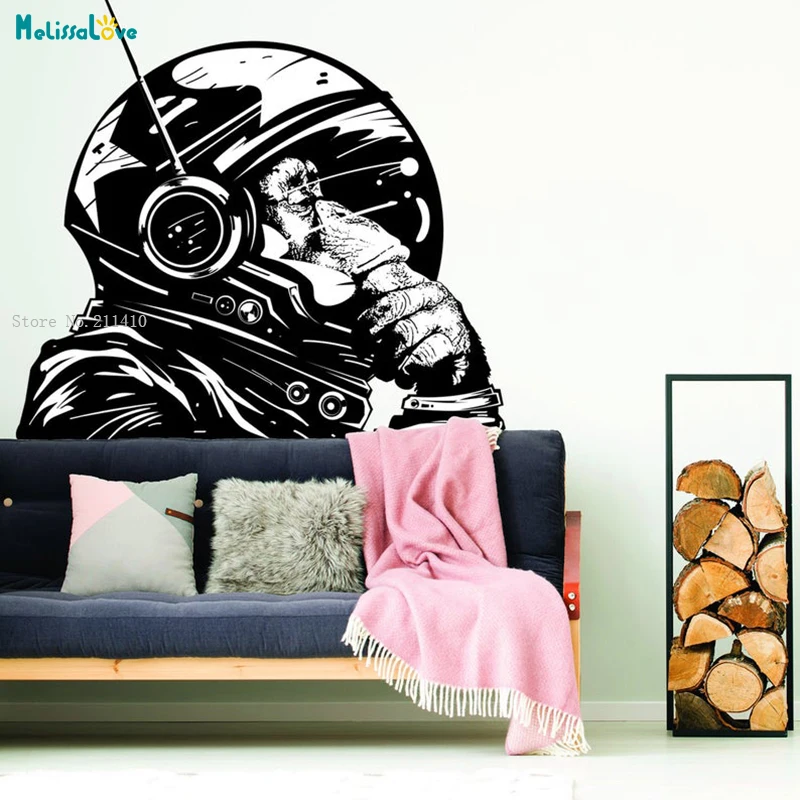 

Художественная Наклейка на стену с изображением астронавта и обезьяны, наклейка с изображением персонажа мультфильма «думающий астронавт...