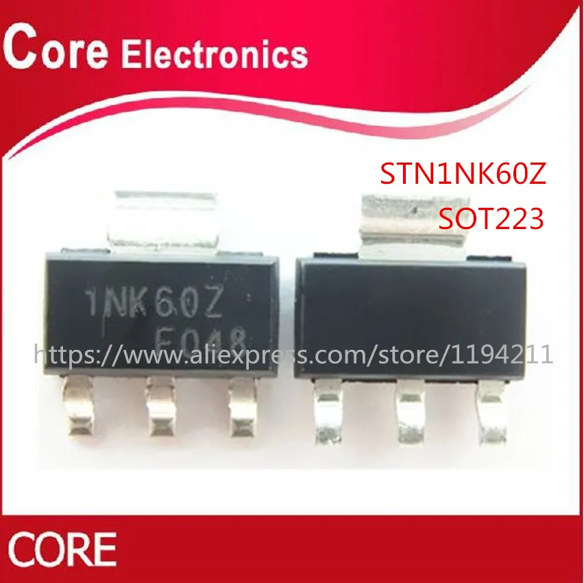100 шт. STN1NK60Z СОТ-223 1NK60Z STN1NK60 сот MOSFET N-CH 600V 300MA SOT223 IC | Электронные компоненты и