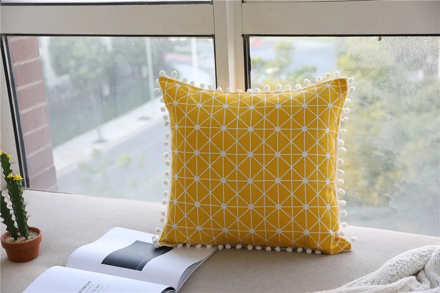 INS Популярные чехлы с модным геометрическим домашняя декоративная наволочка 45x45 см из хлопка и льна наволочка кисточкой края обода - Цвет: 2