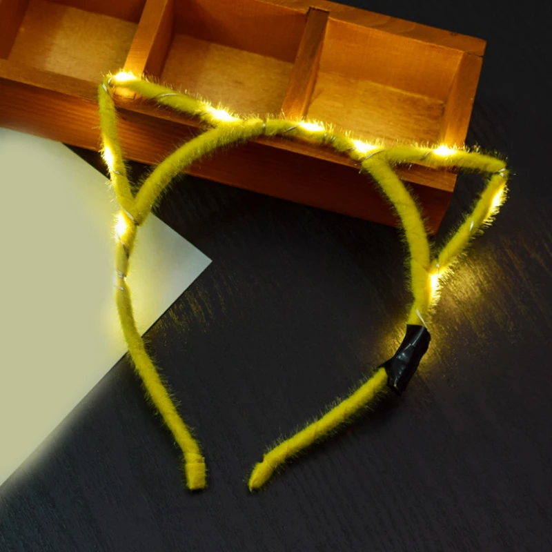 Yellow2 Повязка на голову, повязка на голову для волос, вечерние, свадебные головные уборы для женщин, девушек, цветочный венок, милый, кошачьи ушки, светодиодный, цветочный венок - Цвет: Yellow2
