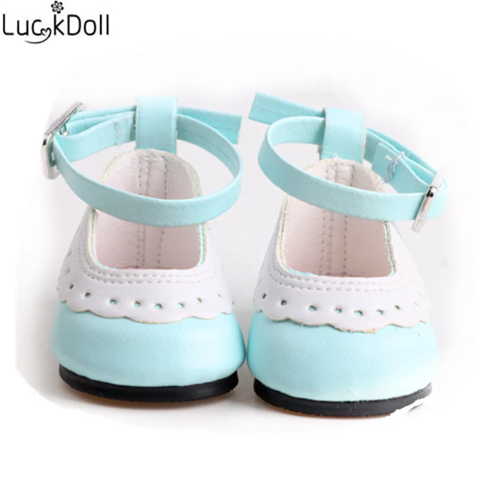 LUCKDOLL/синие розовые кожаные туфли подходят для 18 дюймов американский и 43 см