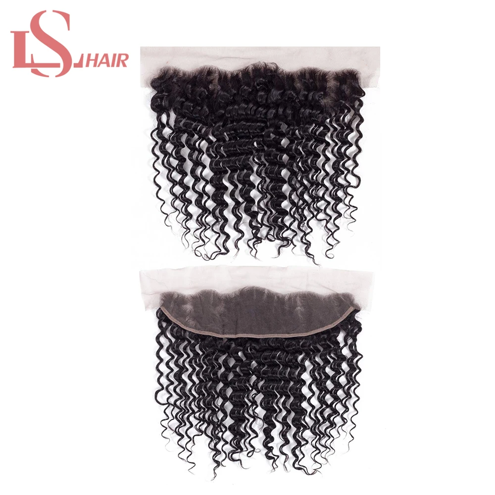 LS волосы индийские для наращивания волос глубокая волна уха до Кружева