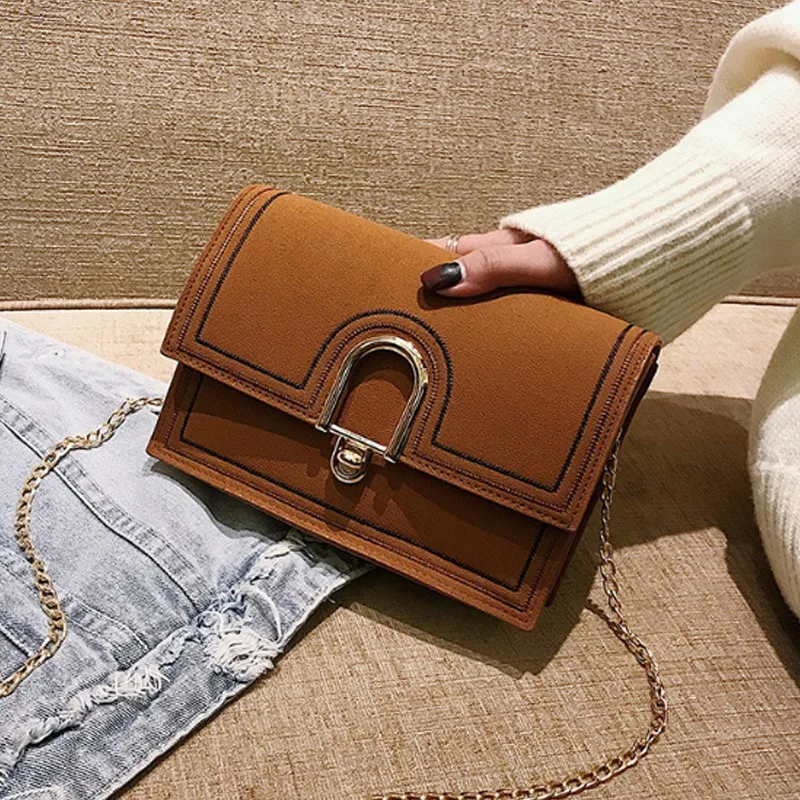 Fashion Trend U-Shaped Lock Small Hand Shoulder Sling Square Bag Brown | Багаж и сумки