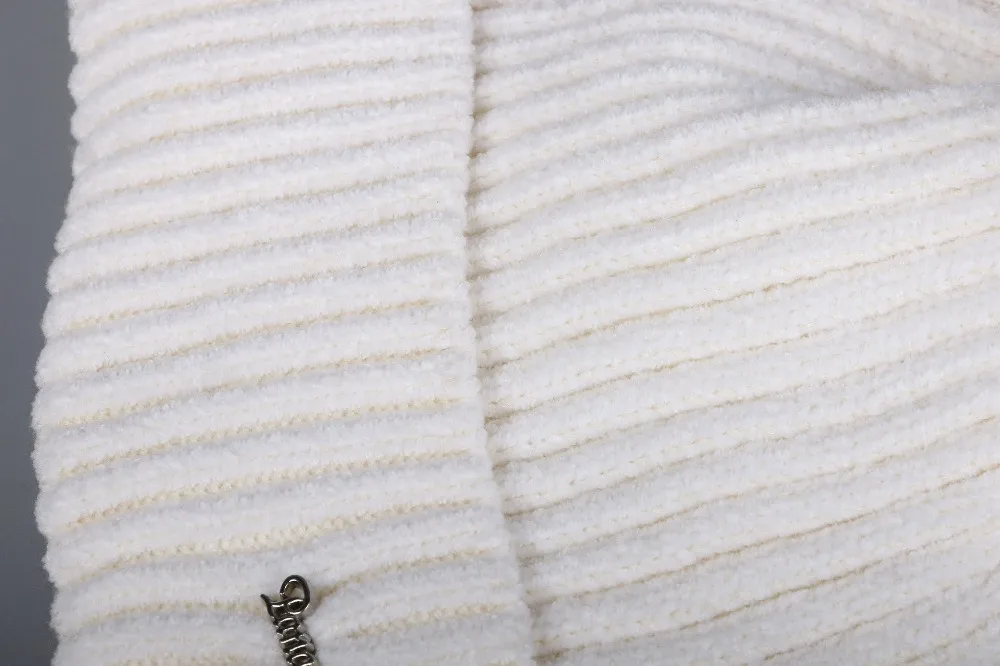 women new Chenille beanies real fox pompons winter hats soft yarn high quality warmer knitted striped woman girl skullies gorros |