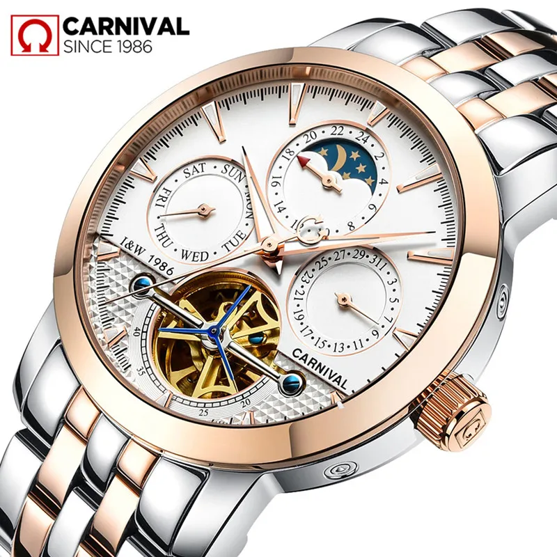 Часы наручные Carnival Aviator Мужские автоматические деловые механические стальные с