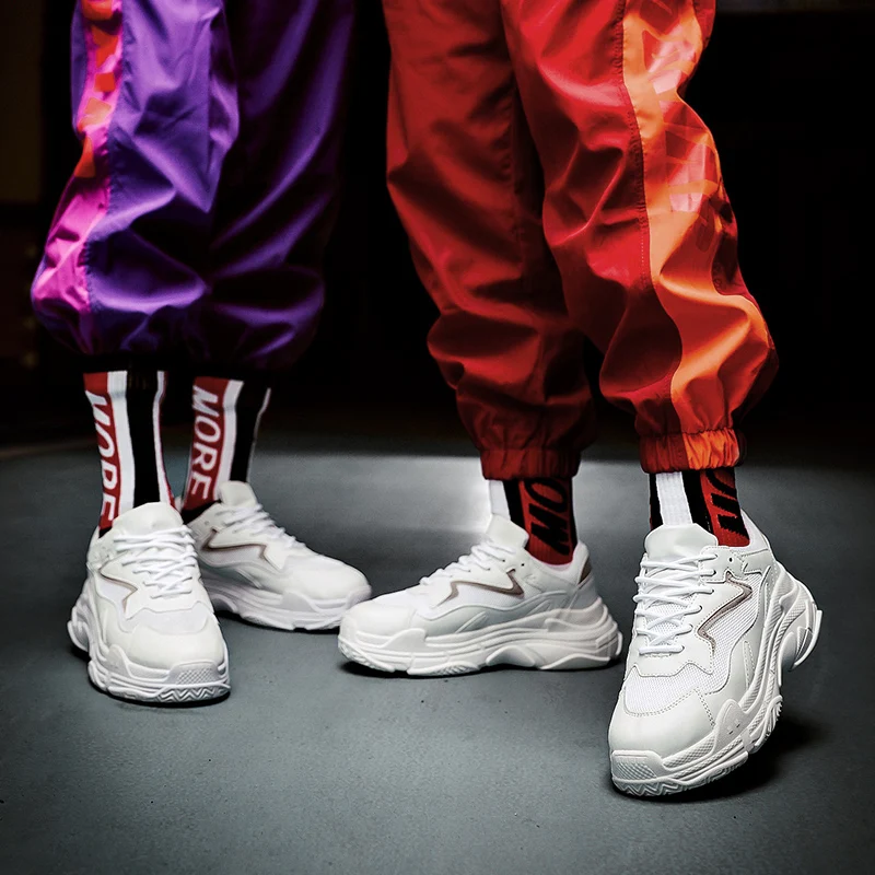 Для мужчин кроссовки черный белый цвет дышащая Мужская обувь Lace up Sneaker для