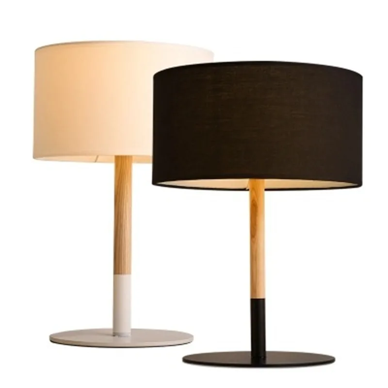 

Modern Wood Table Lamp Nordic Simple Living room Home Decor led desk lamp Luminaire Fabric Bedroom Nightstand light Fixtures