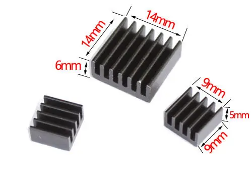 Raspberry Pi комплект радиаторов черный алюминий 2 маленький и 1 большой | Компьютеры