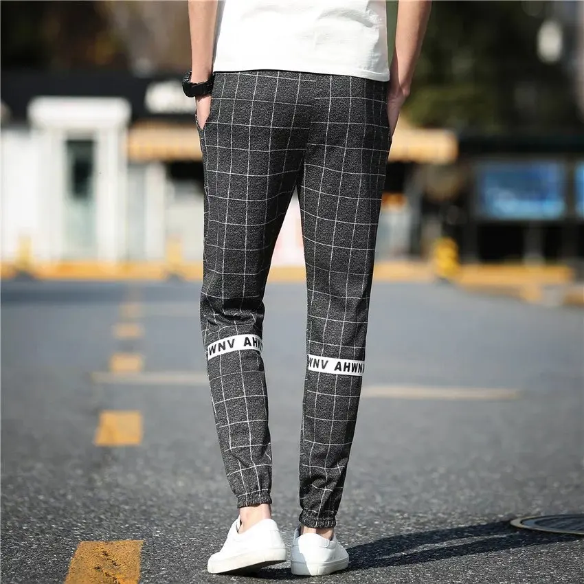 

2019 Plaid Pants Men casual pants male/Women trainingsbroek mannen retro Harajuku style wild sports hip hop joggers