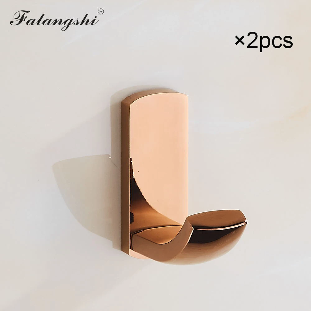 Rose Golden 2 шт., настенные крючки для ванной комнаты, старинный, из медной латуни, крючки для подвески, Rustproof, резьбовые крючки с настенным креплением WB8101 - Цвет: Rose Golden