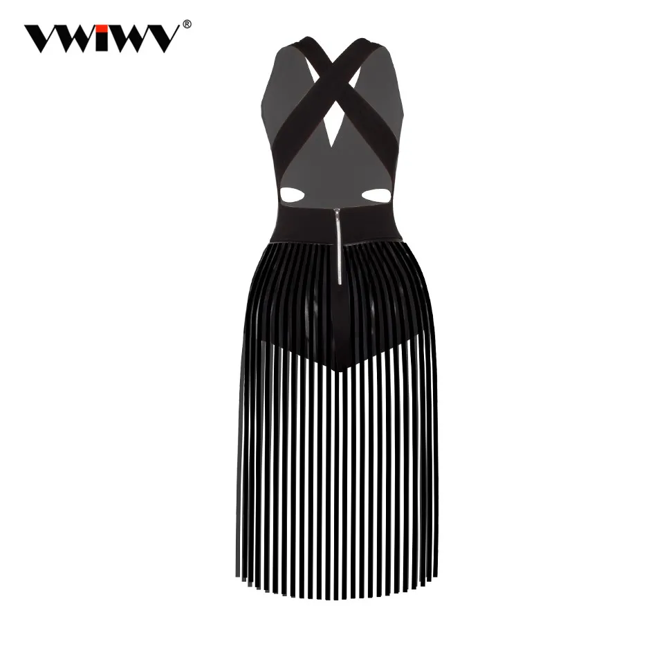 VWIWV 2018 Лето Для женщин Boho платья с кисточками Vestido Сексуальная V шеи спинки полые