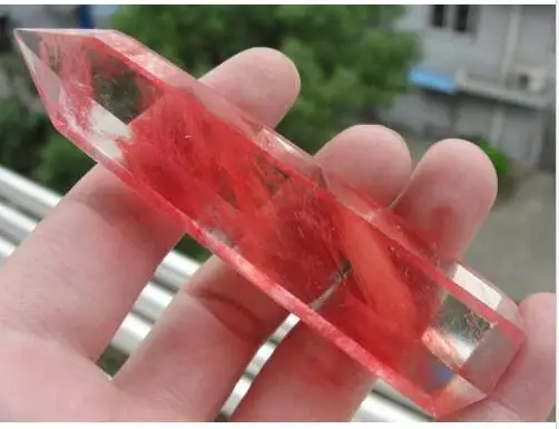 

1pcs pretty red smelt Quartz Crystal single Terminated Wand Healing