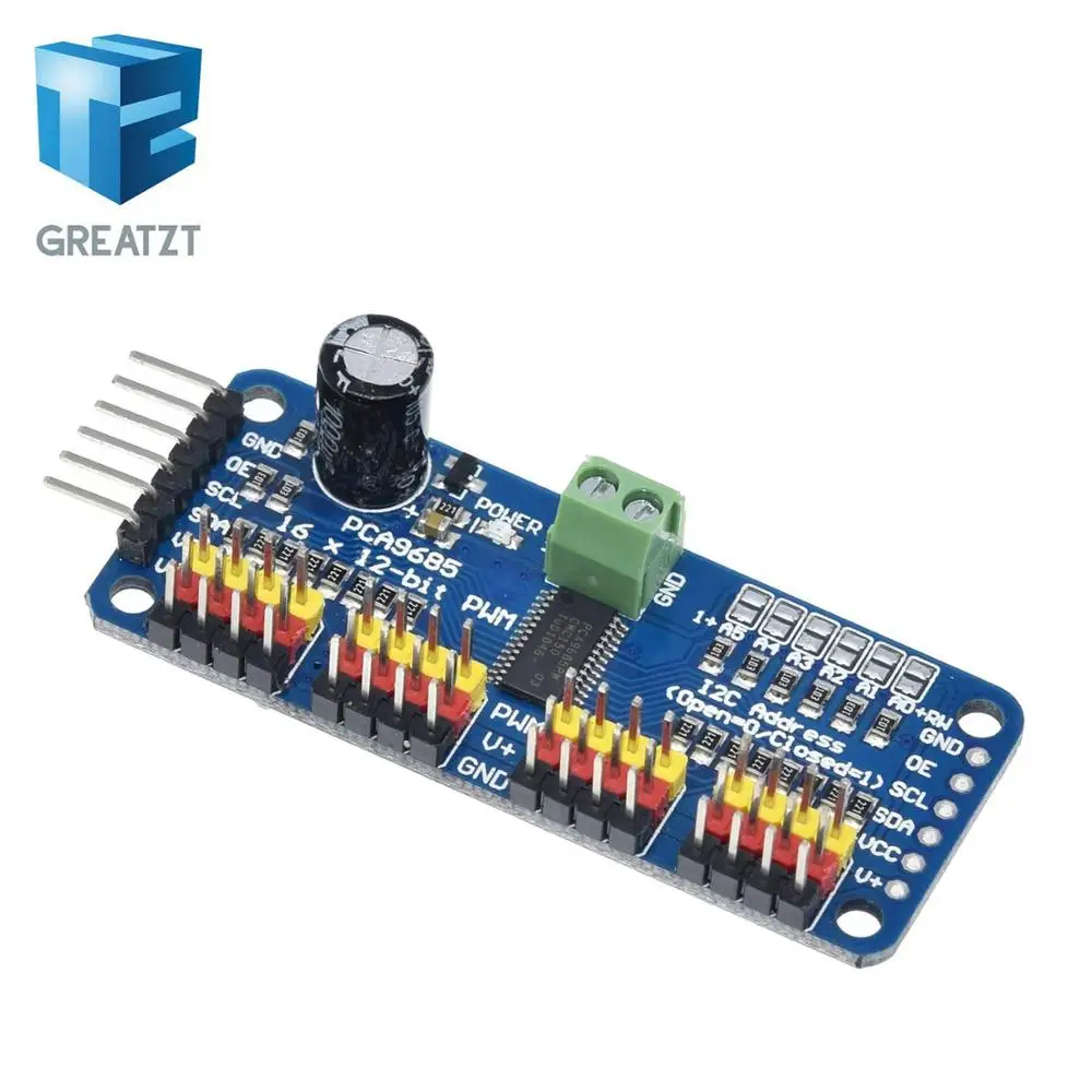 1 шт. 16-канал 12-бит ШИМ/сервопривод-I2C интерфейс-PCA9685 для Arduino Raspberry PI DIY Servo Щит Модуль